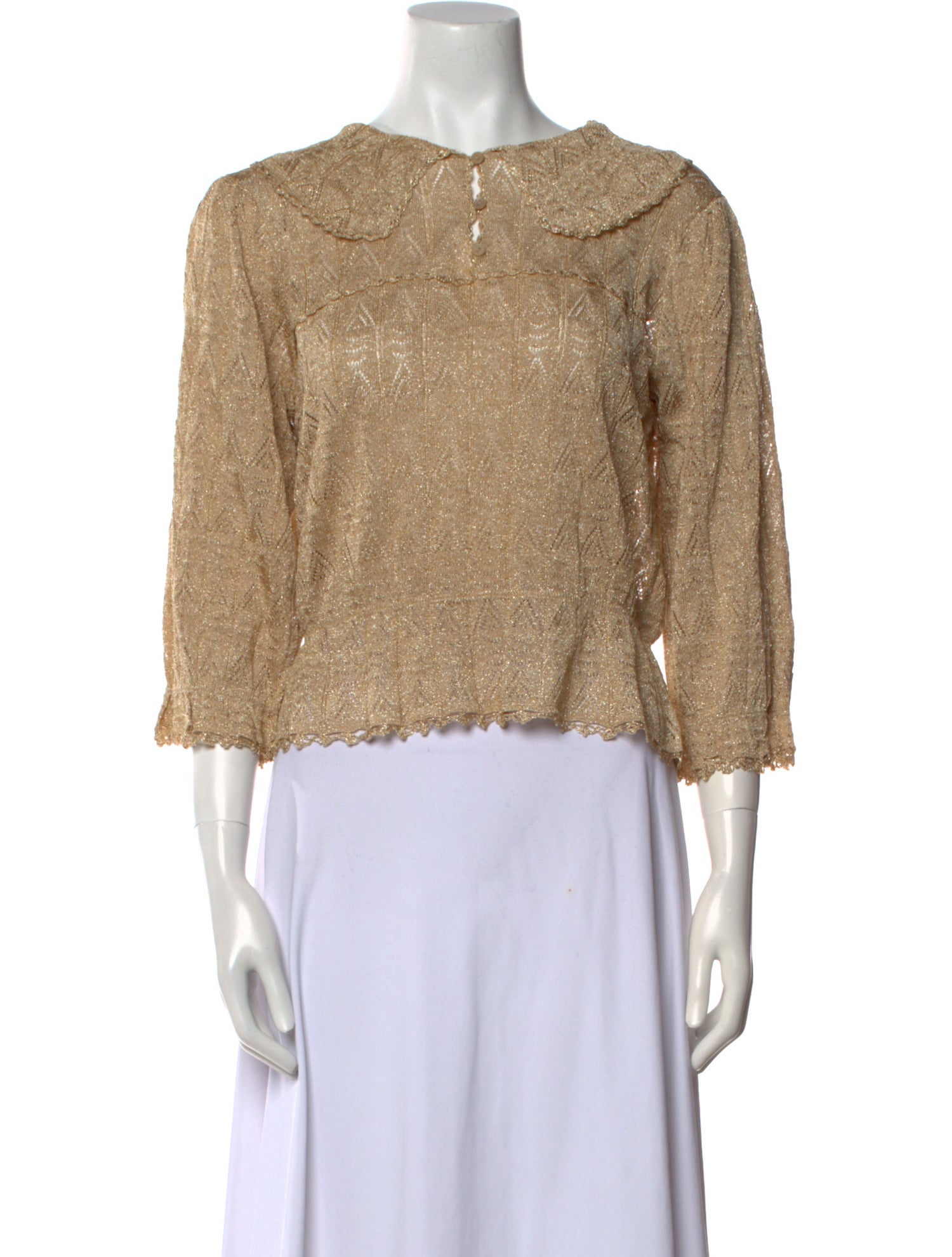 RIXO Bateau Neckline Three-Quarter Sleeve Crop Top w/ Tags