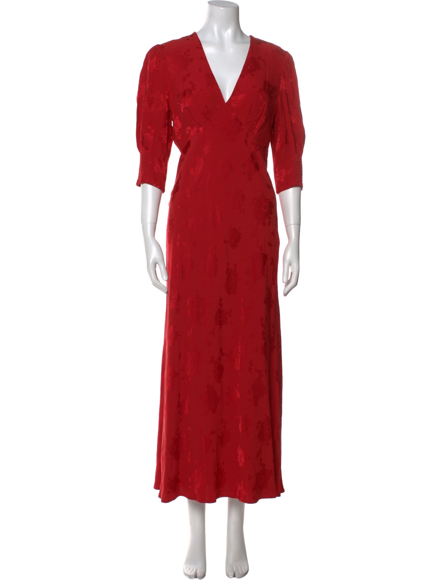 RIXO V-Neck Long Dress