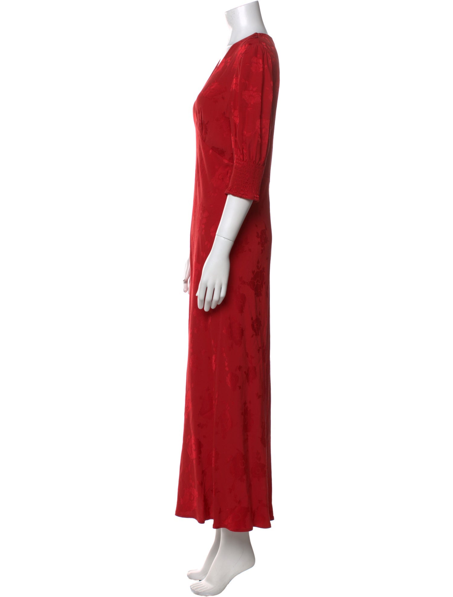 RIXO V-Neck Long Dress