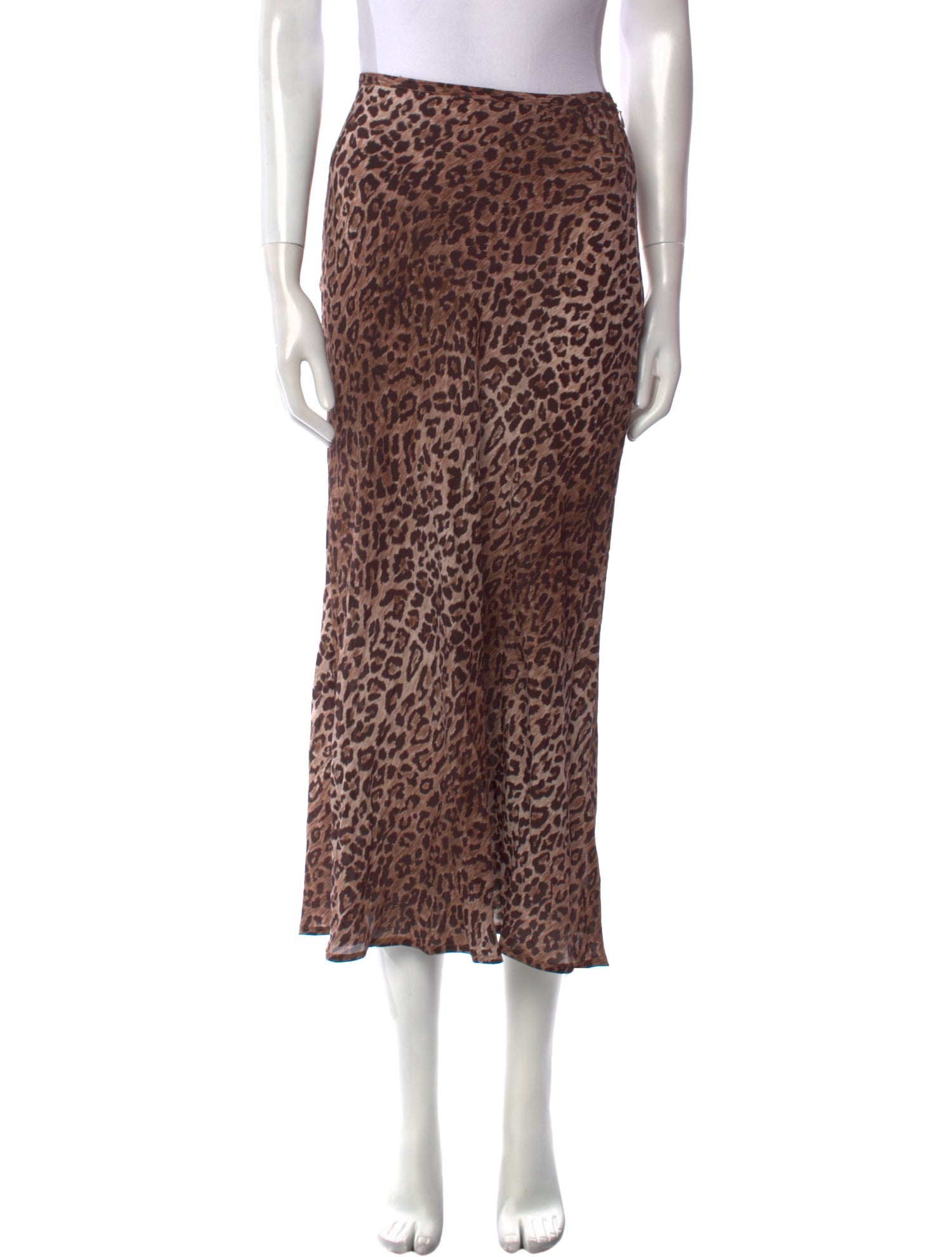 RIXO Silk Midi Length Skirt