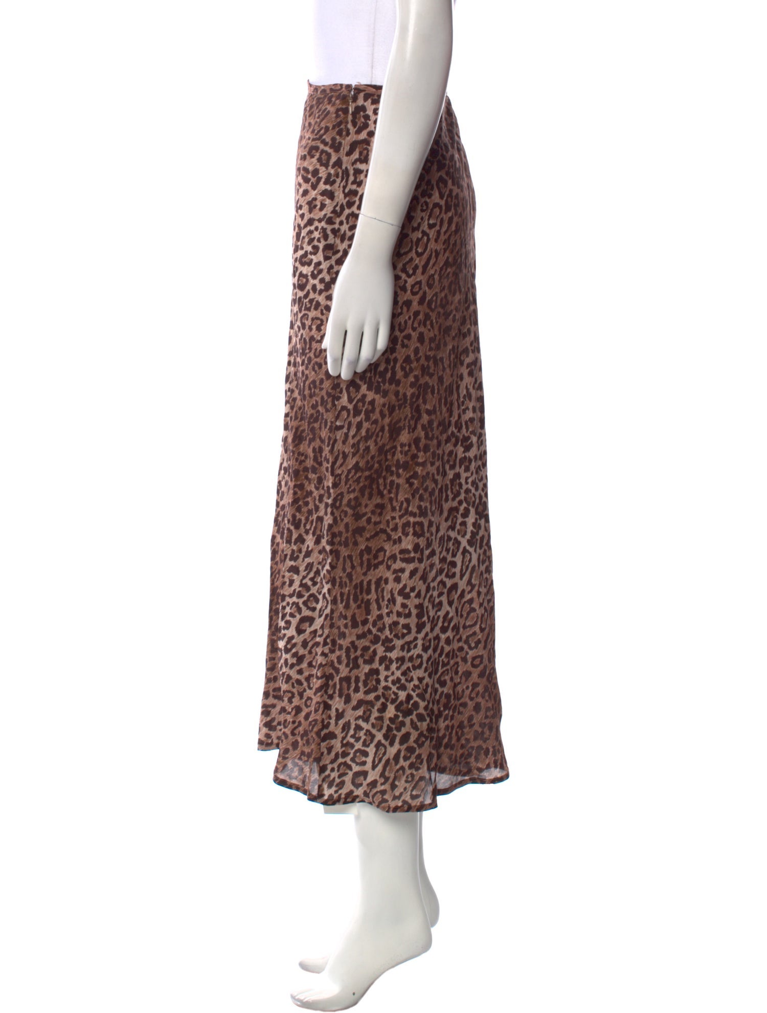 RIXO Silk Midi Length Skirt