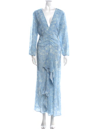RIXO Silk Long Dress