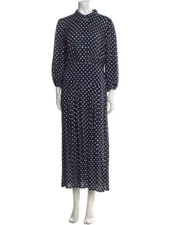 RIXO Polka Dot Print Midi Length Dress