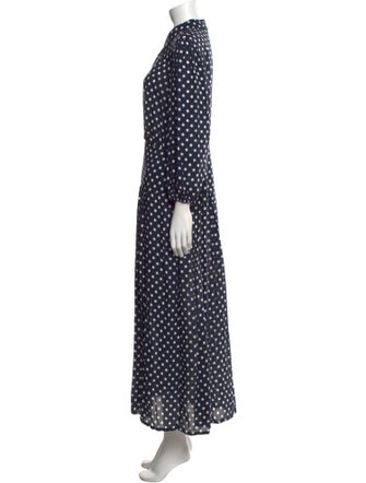 RIXO Polka Dot Print Midi Length Dress