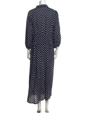 RIXO Polka Dot Print Midi Length Dress