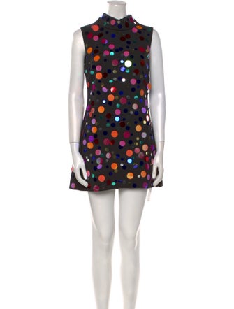 RIXO Polka Dot Print Mini Dress