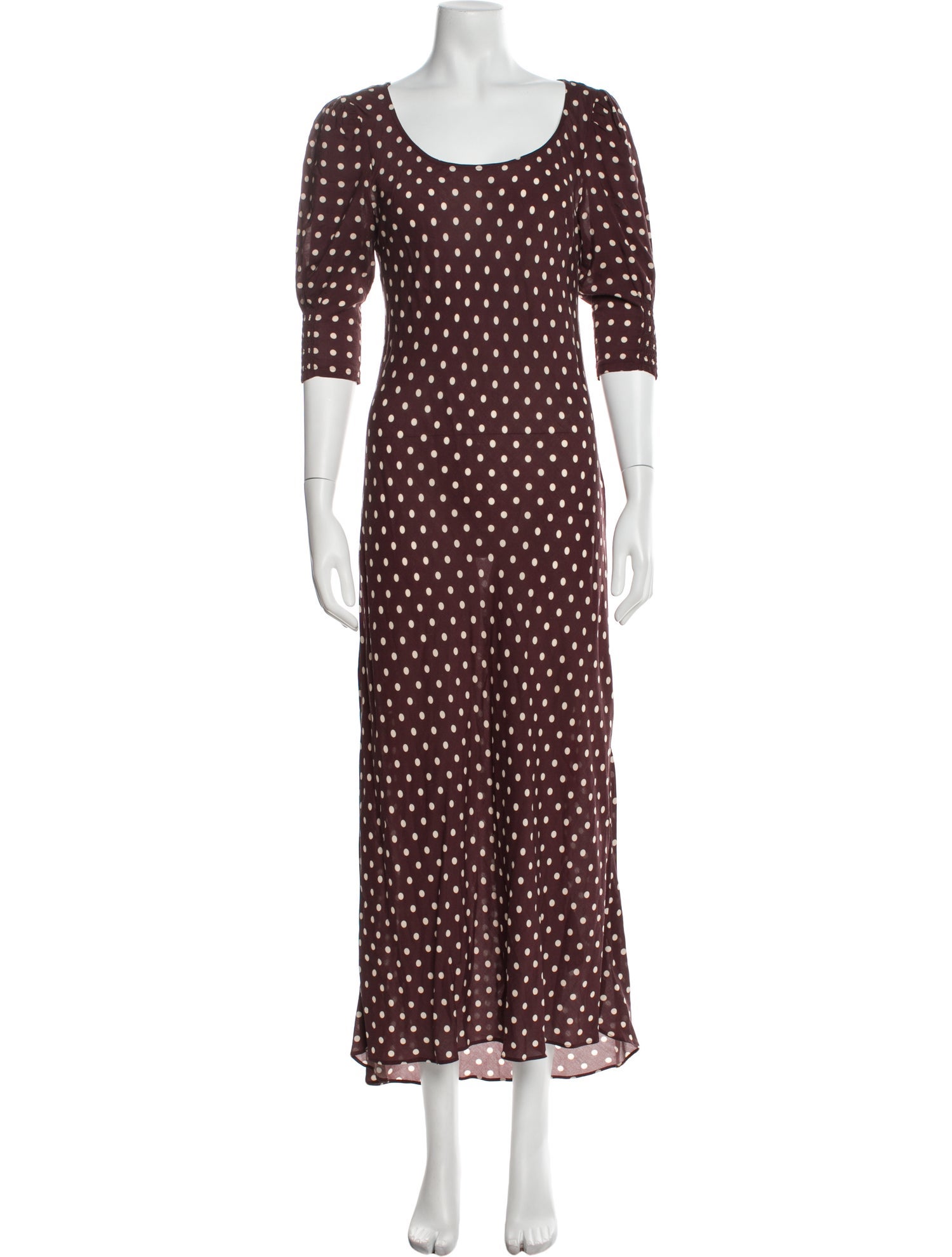 RIXO Polka Dot Print Long Dress
