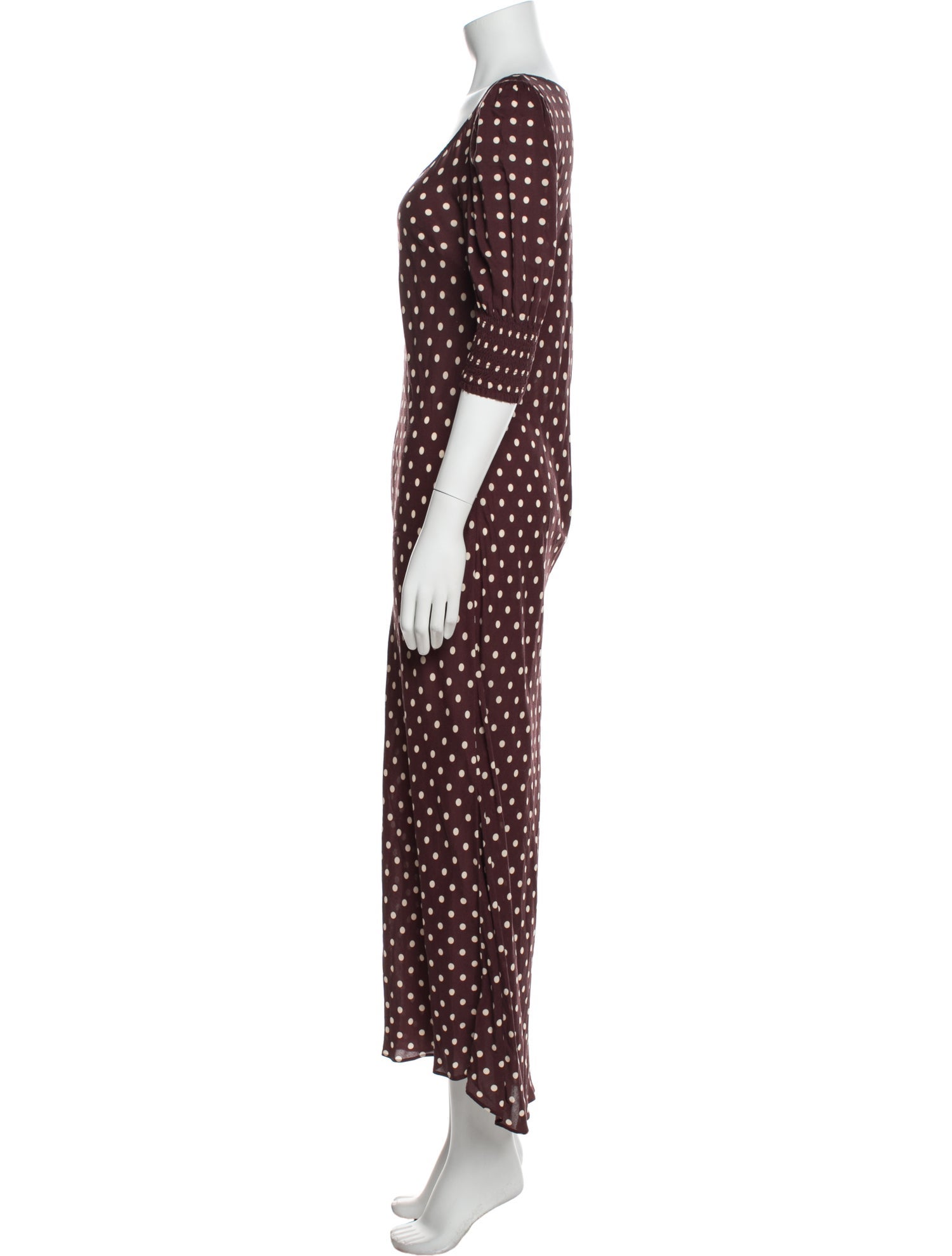RIXO Polka Dot Print Long Dress