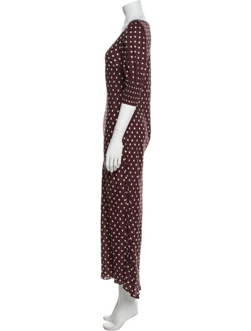 RIXO Polka Dot Print Long Dress
