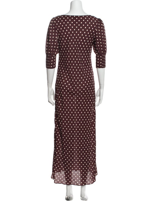 RIXO Polka Dot Print Long Dress