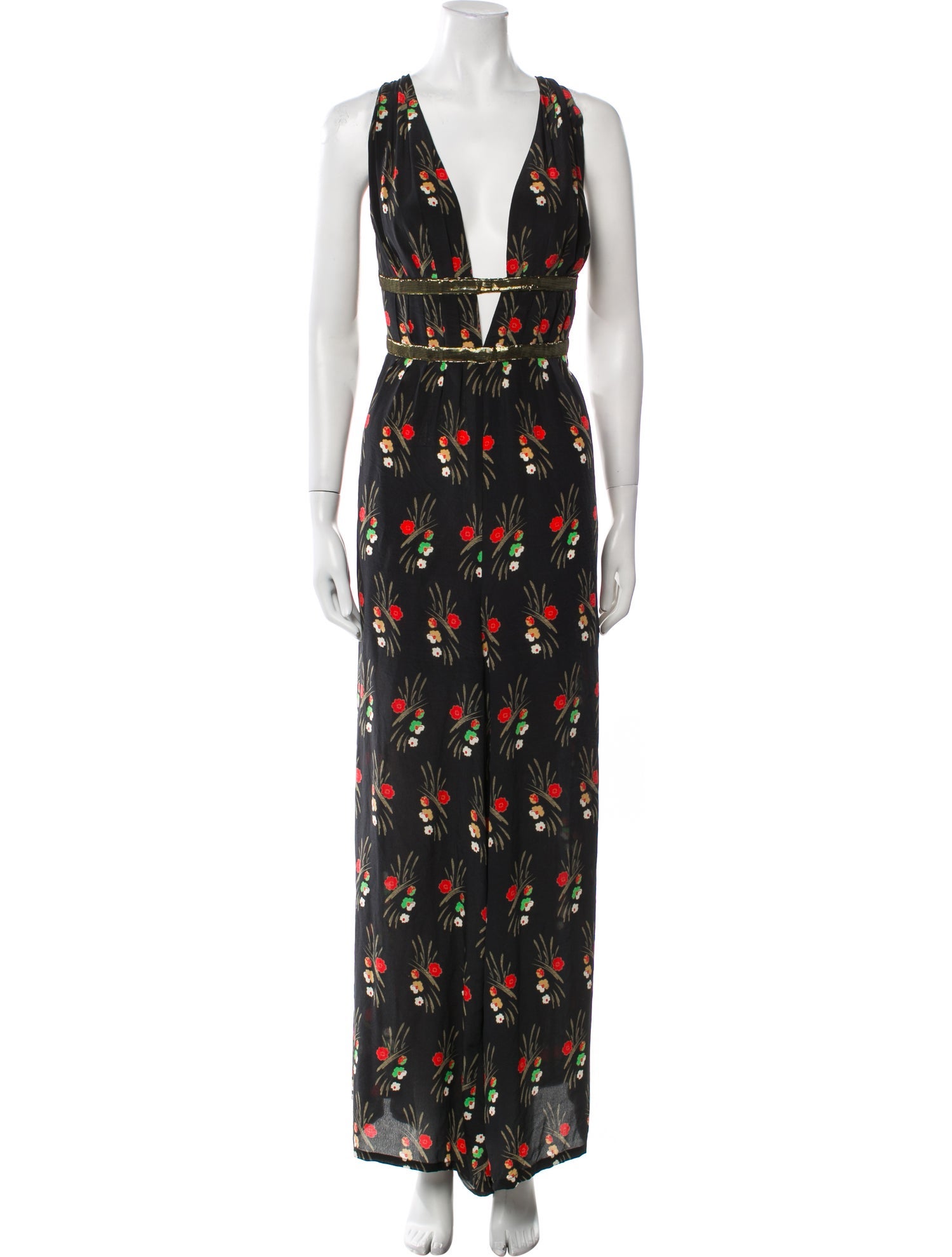RIXO Silk Printed Jumpsuit