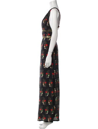 RIXO Silk Printed Jumpsuit