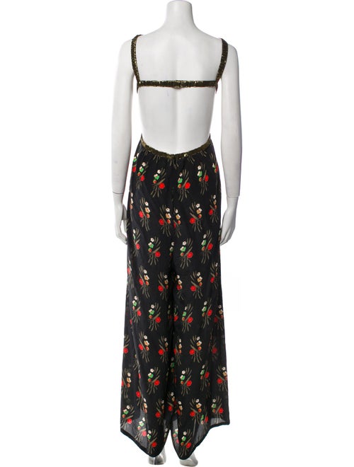 RIXO Silk Printed Jumpsuit