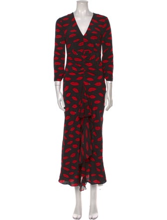 RIXO Silk Midi Length Dress
