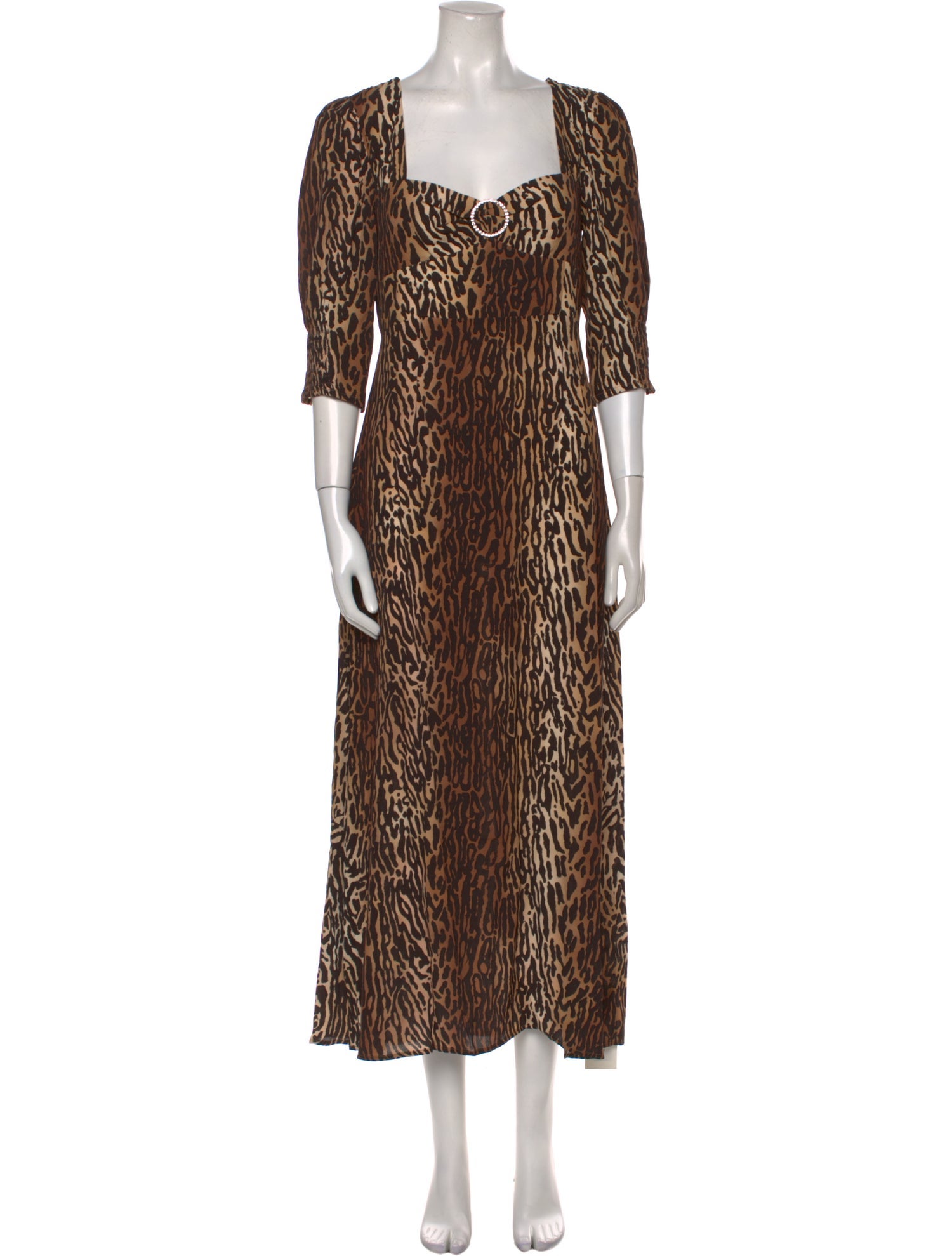 RIXO Animal Print Long Dress