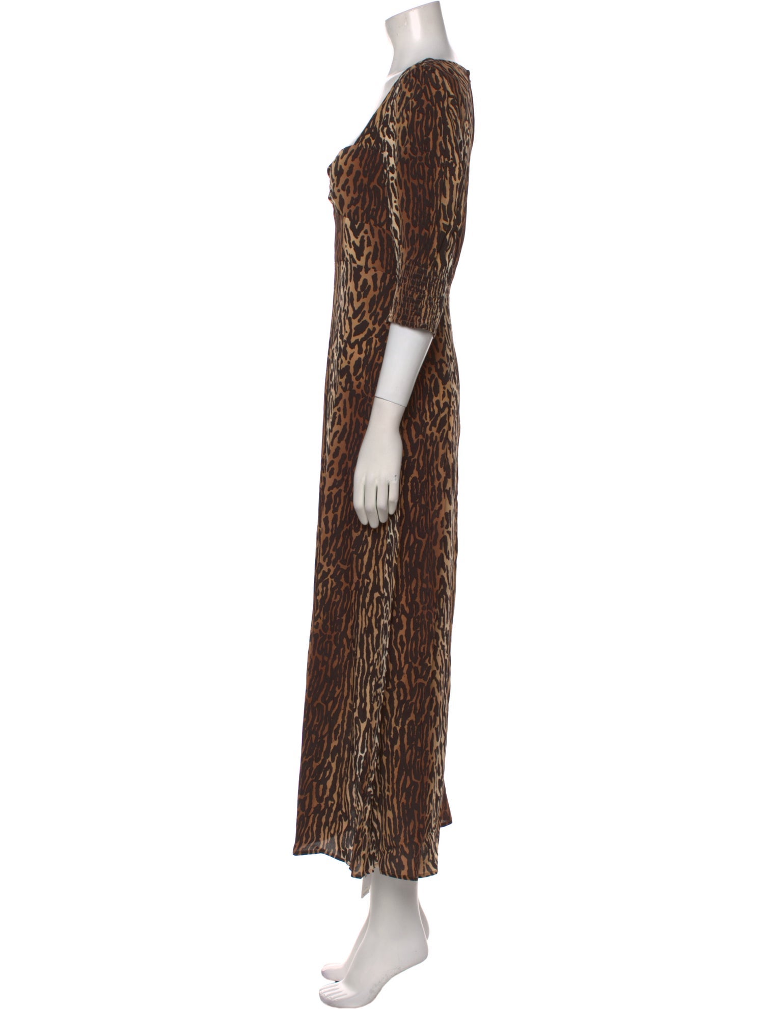 RIXO Animal Print Long Dress
