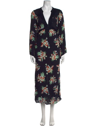 RIXO Floral Print Long Dress