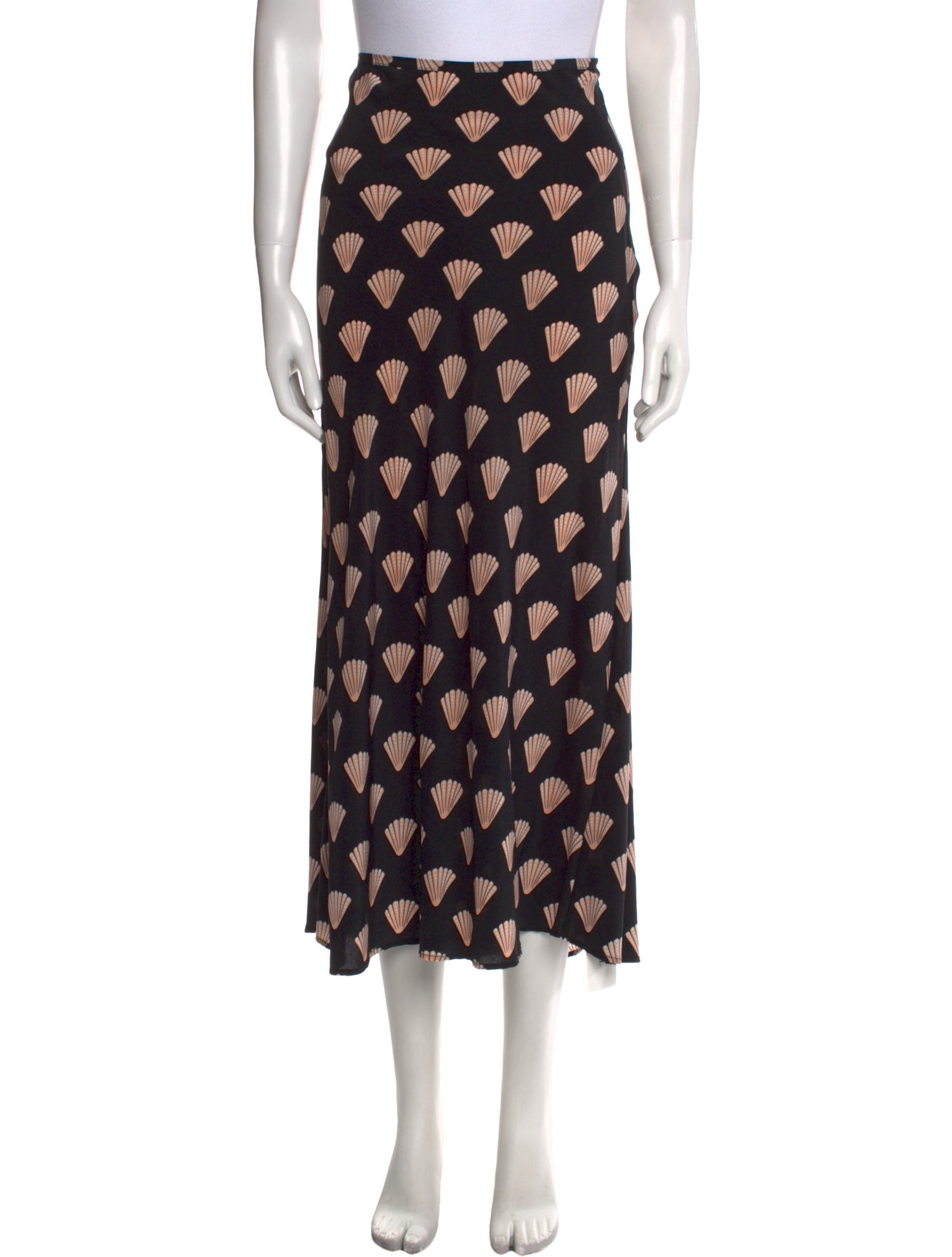 RIXO Silk Midi Length Skirt