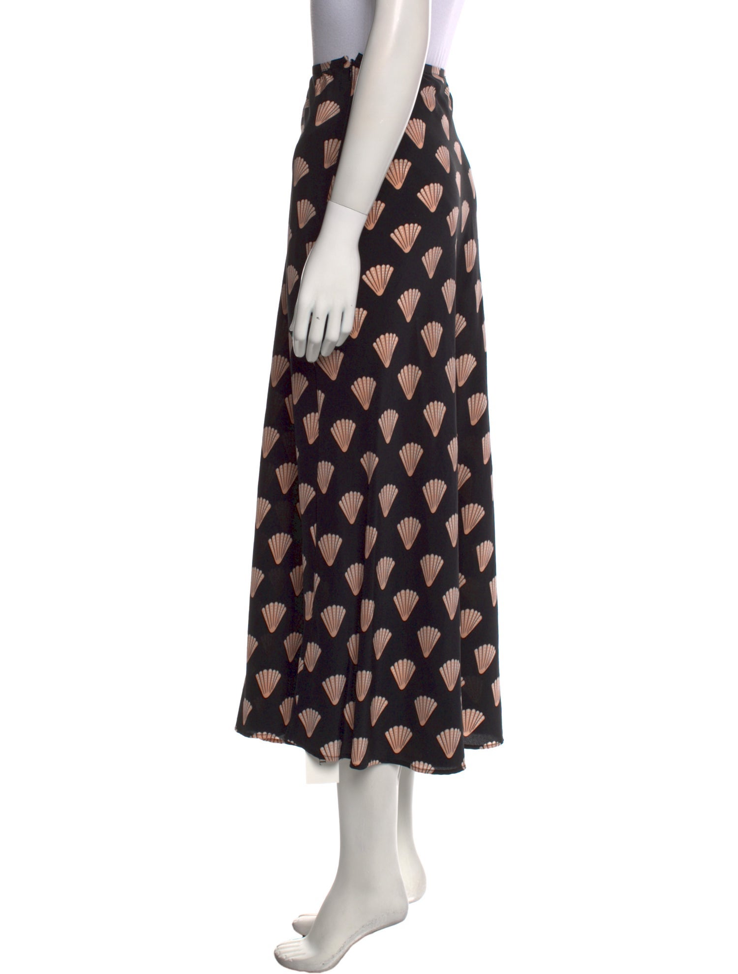 RIXO Silk Midi Length Skirt