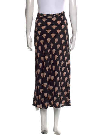 RIXO Silk Midi Length Skirt