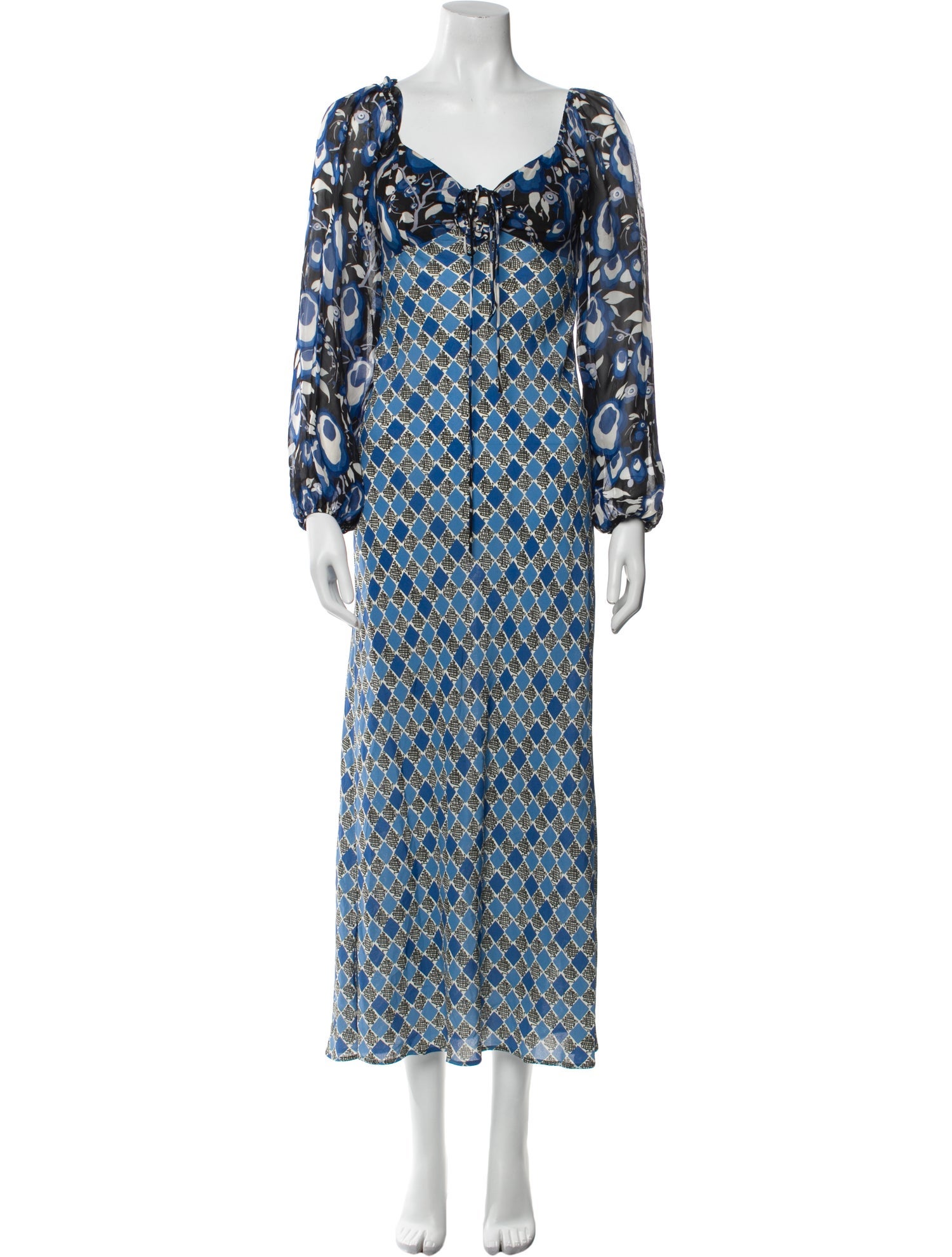 RIXO Printed Long Dress