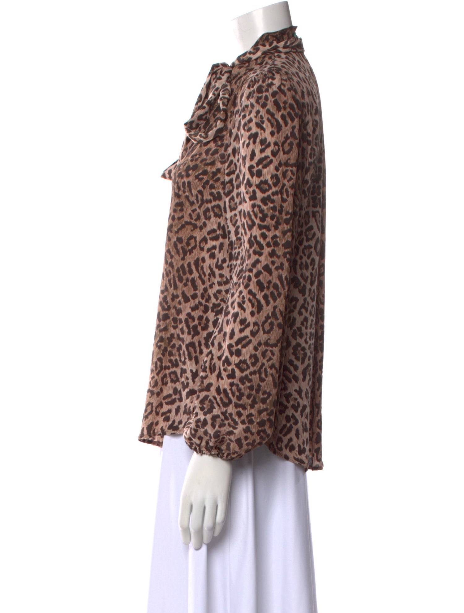 RIXO Silk Animal Print Blouse