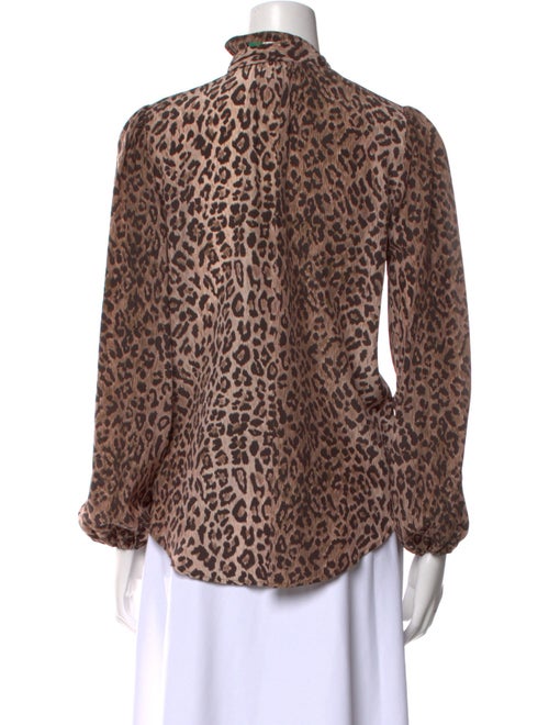 RIXO Silk Animal Print Blouse