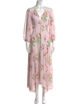 RIXO Floral Print Long Dress