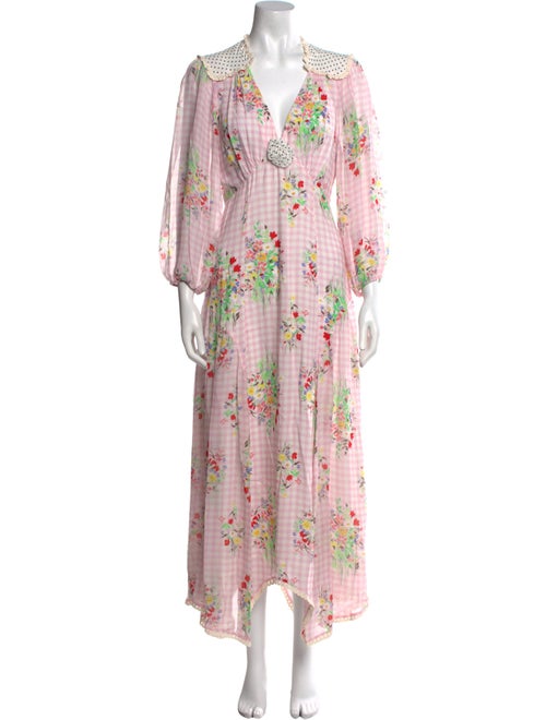 RIXO Floral Print Long Dress