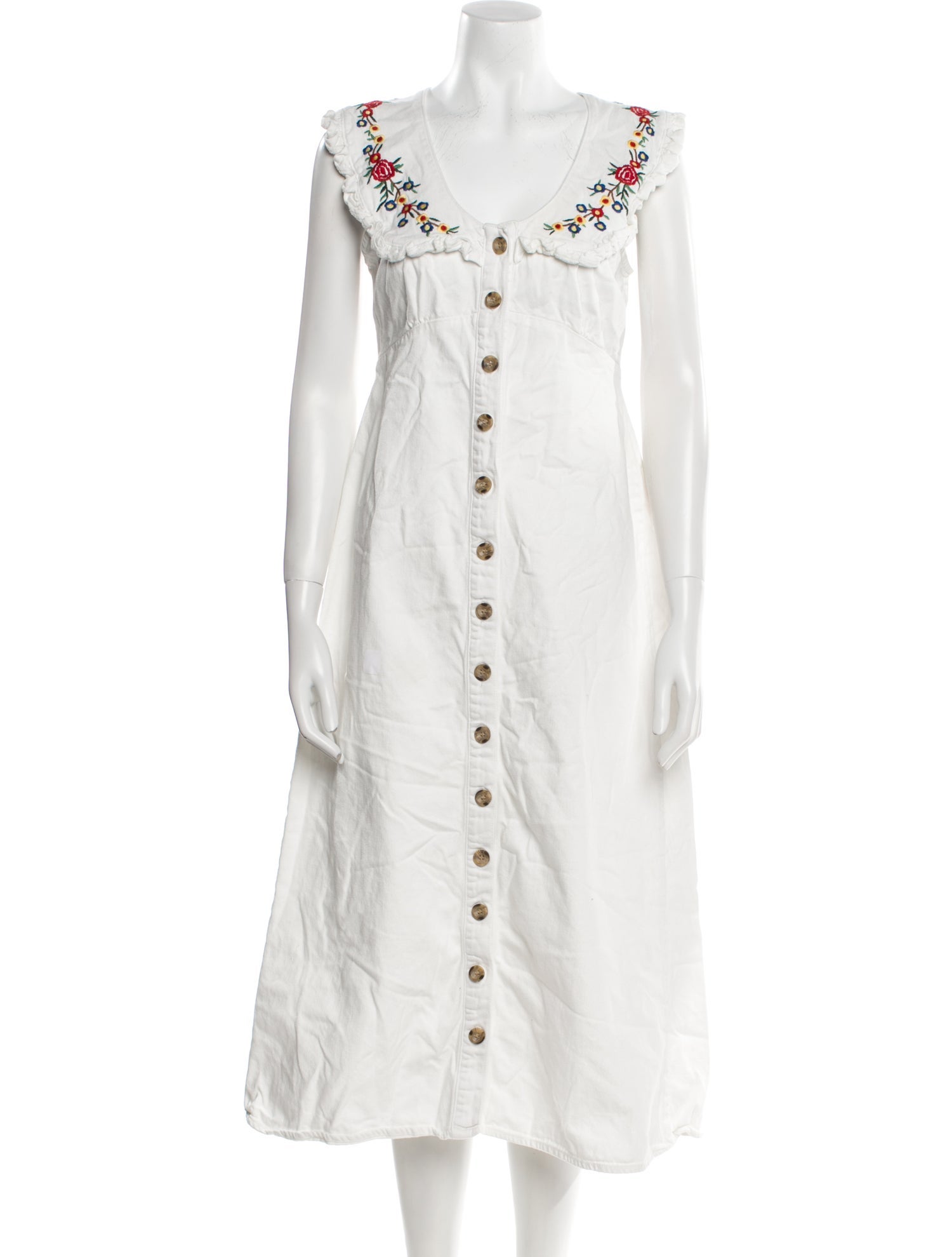 RIXO Scoop Neck Midi Length Dress