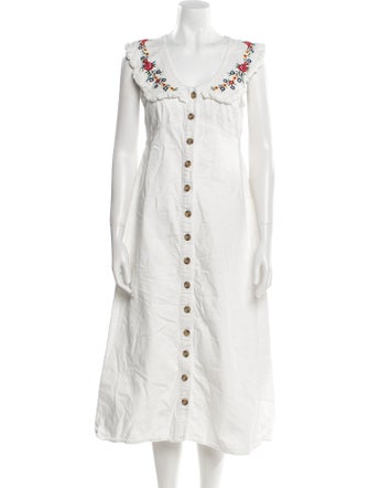 RIXO Scoop Neck Midi Length Dress