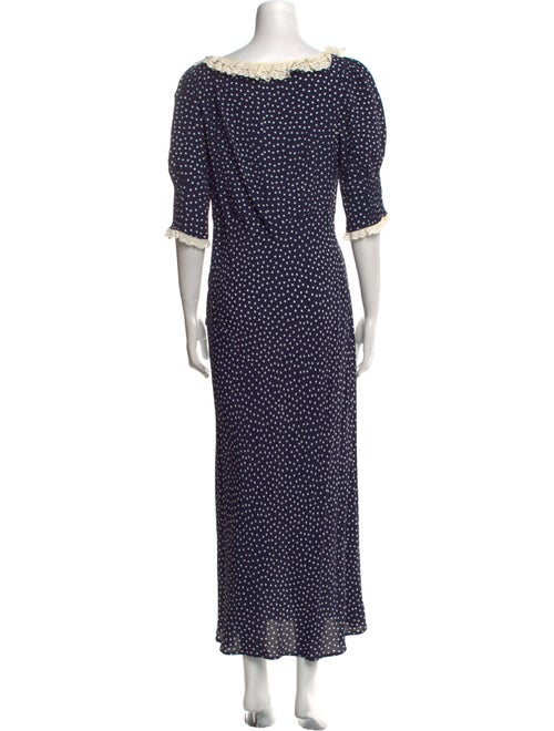 RIXO Polka Dot Print Long Dress
