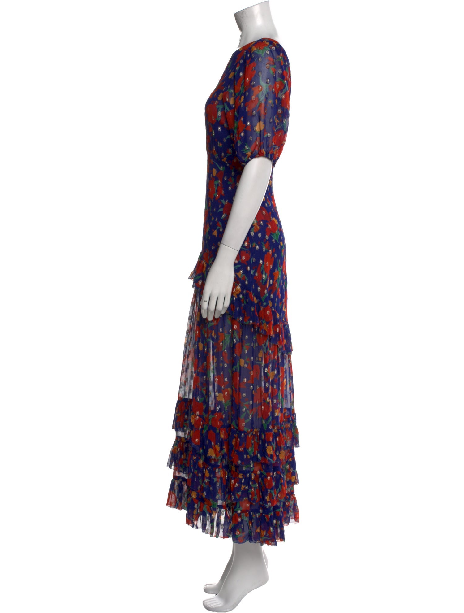 RIXO Floral Print Long Dress