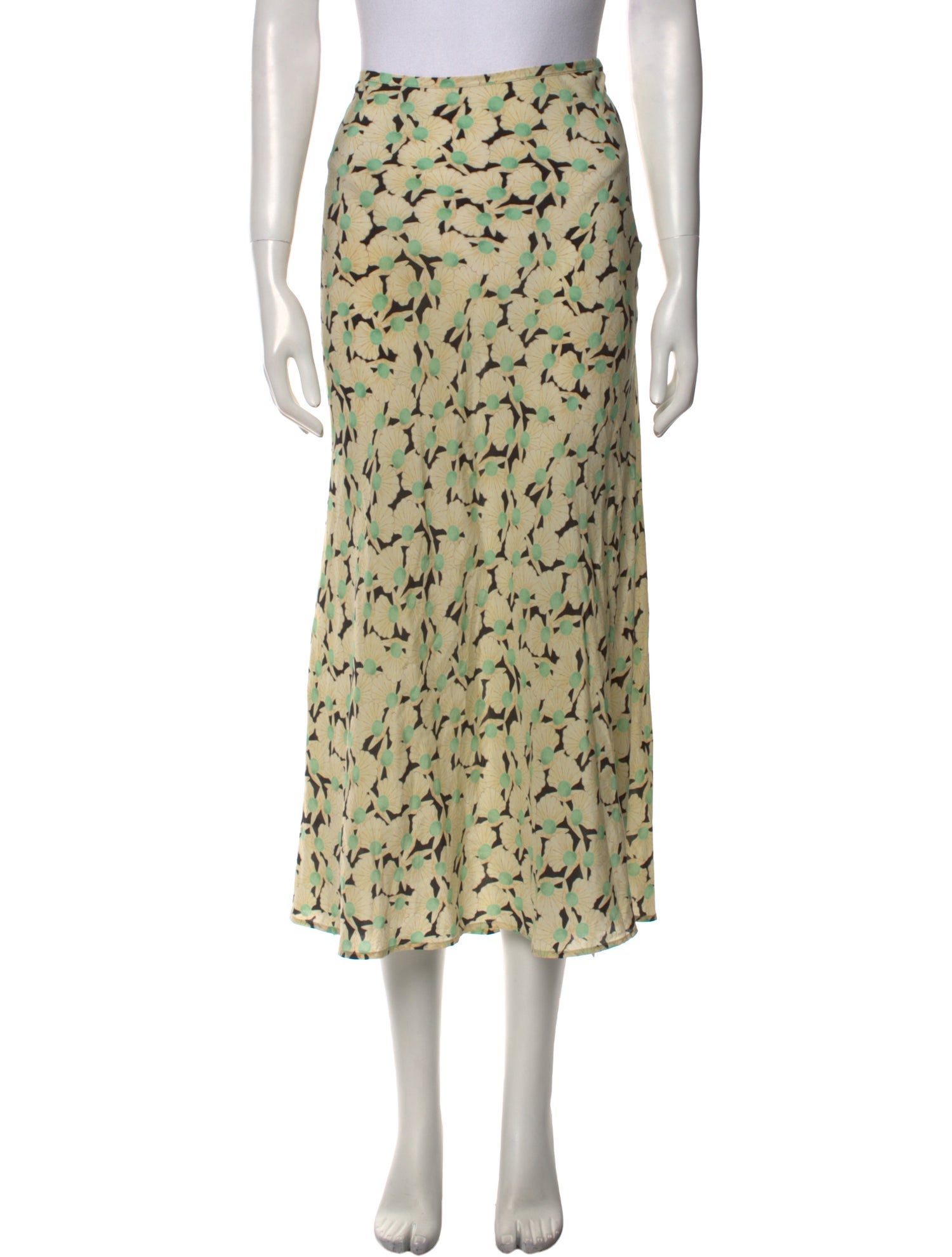 RIXO Silk Midi Length Skirt