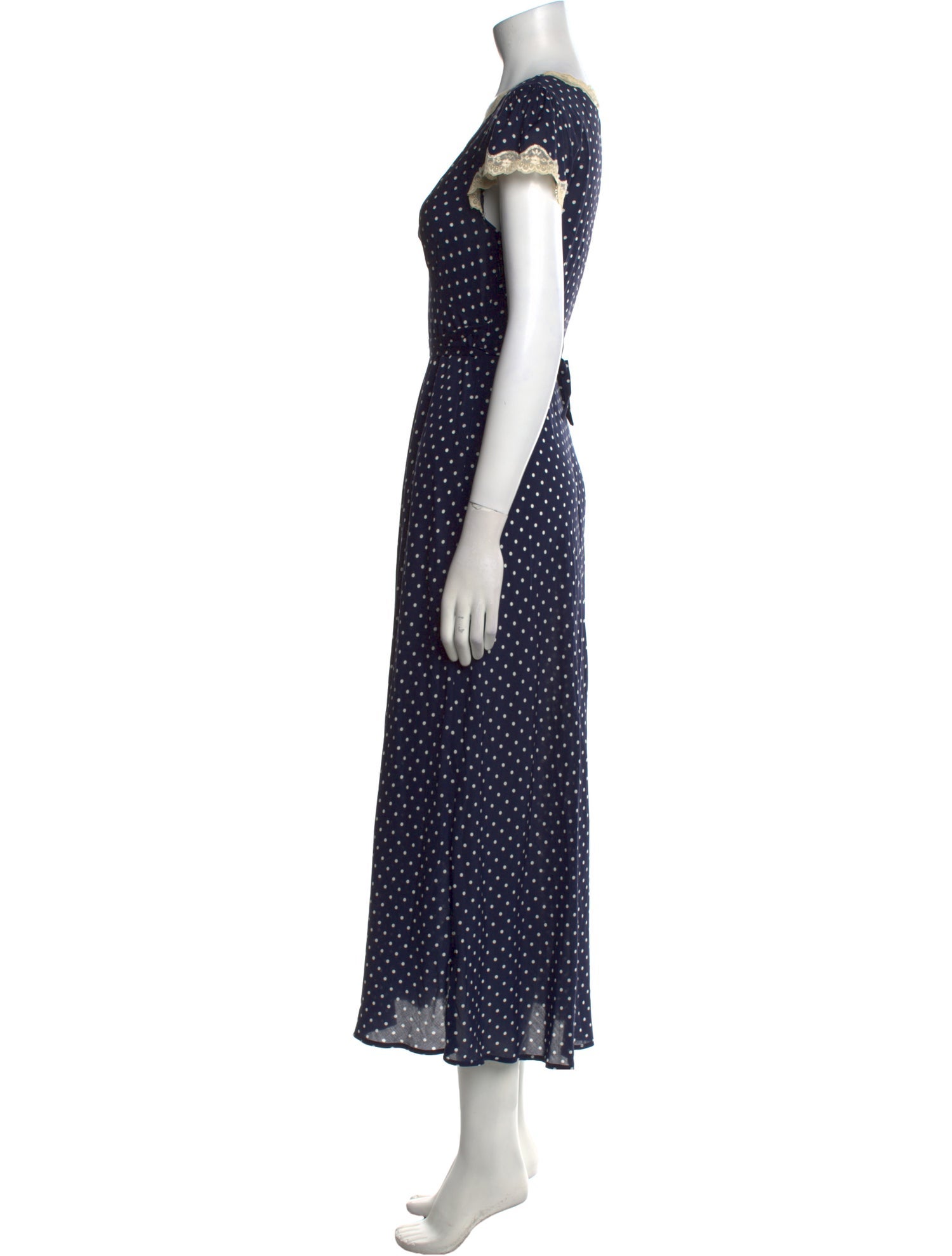 RIXO Polka Dot Print Long Dress