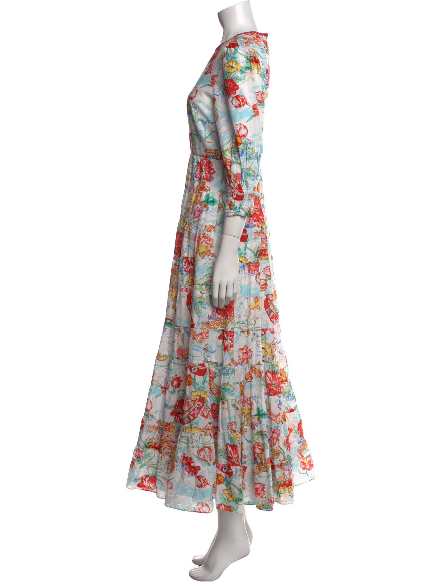 RIXO Floral Print Long Dress