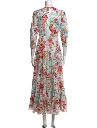 RIXO Floral Print Long Dress