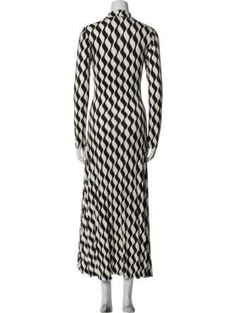 RIXO Printed Long Dress