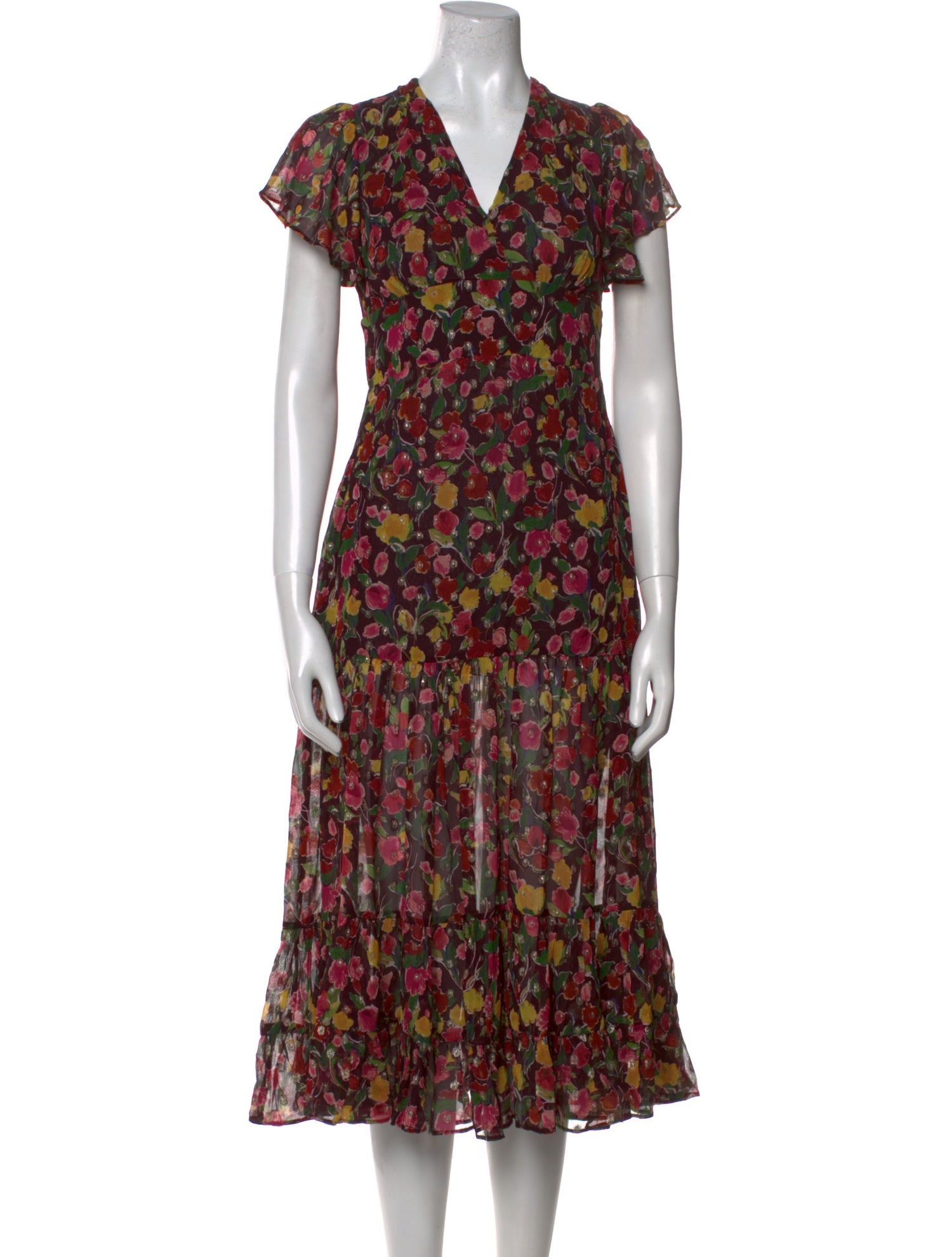 RIXO Floral Print Long Dress