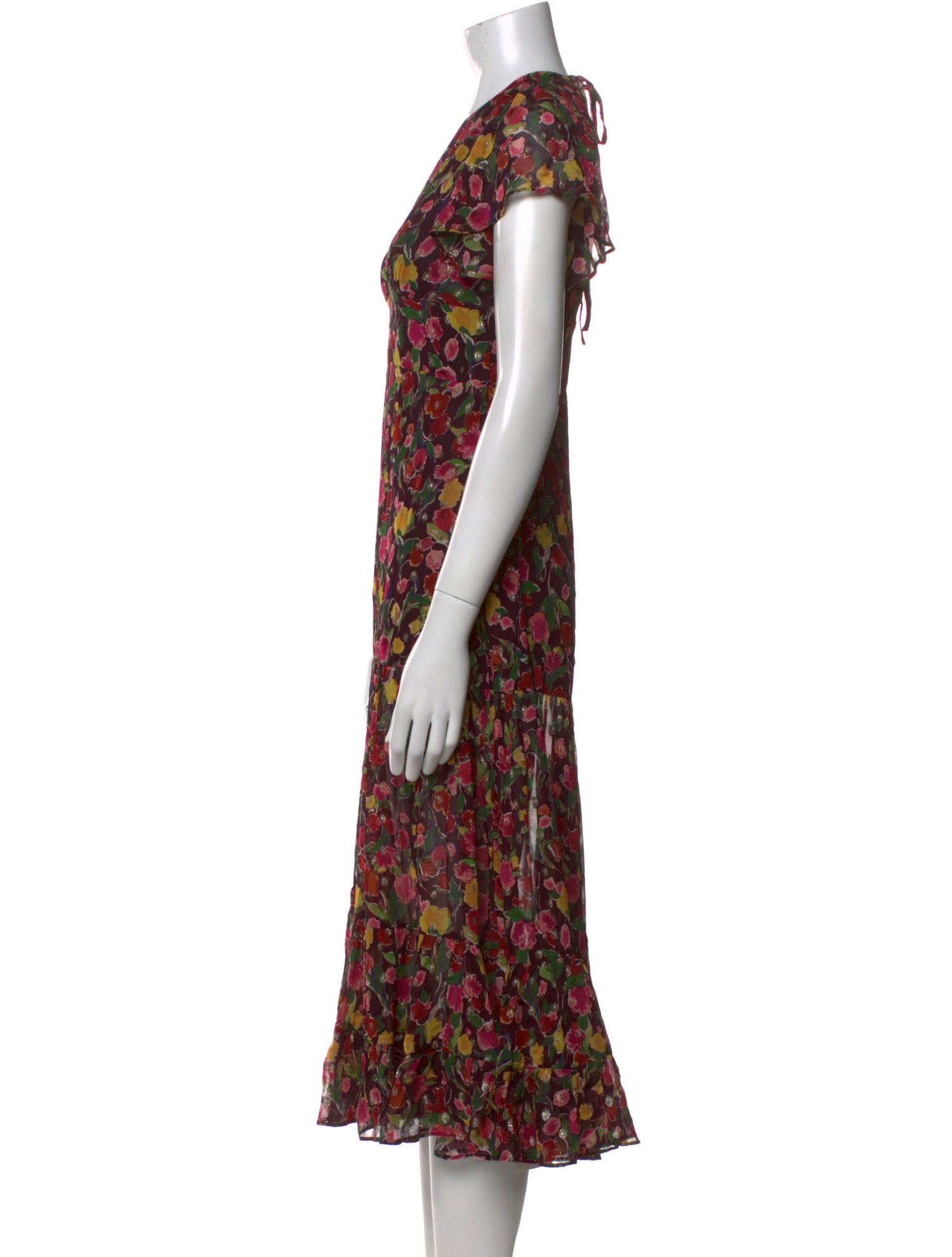 RIXO Floral Print Long Dress