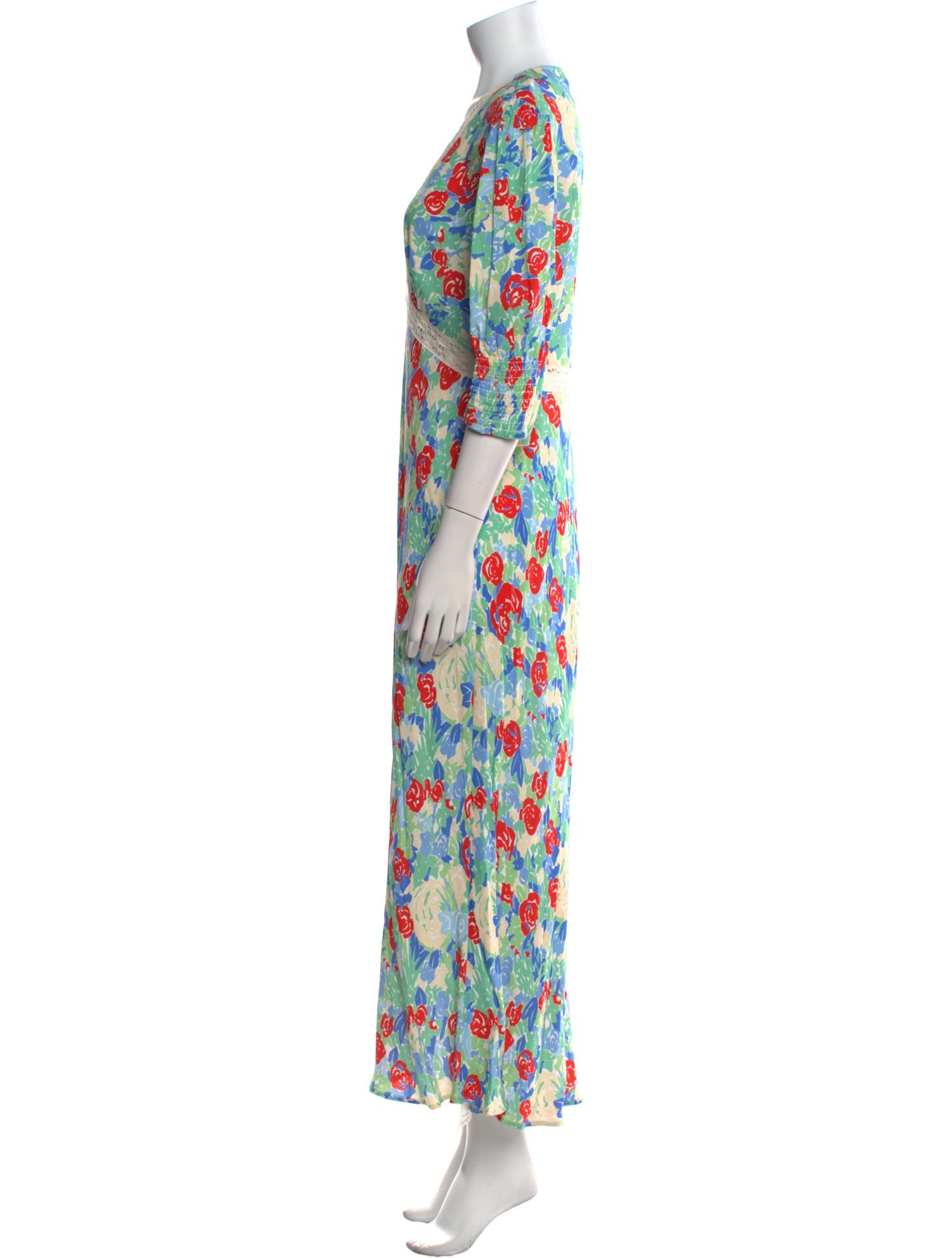 RIXO Floral Print Long Dress