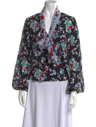 RIXO Silk Floral Print Blouse