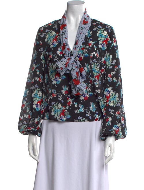 RIXO Silk Floral Print Blouse
