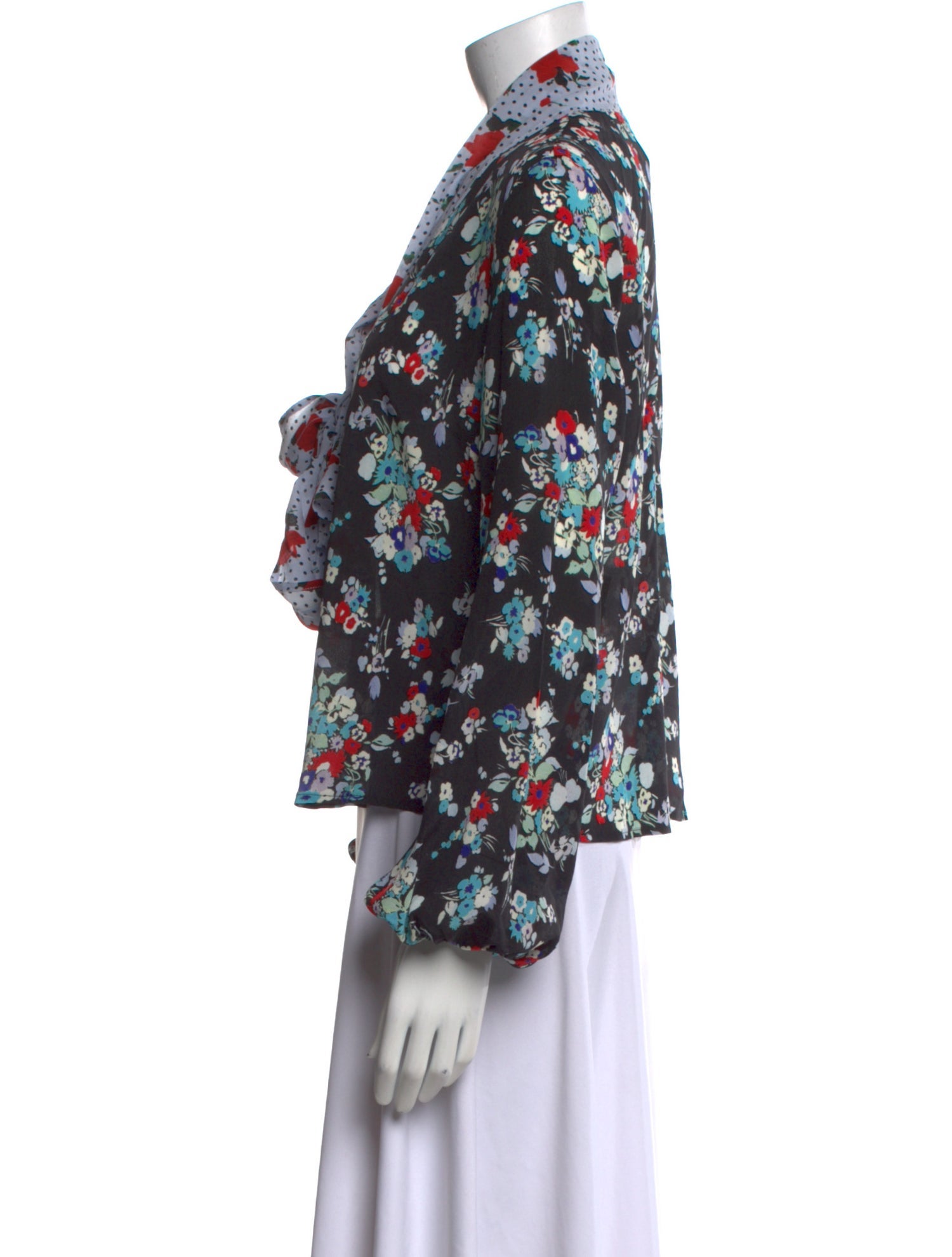 RIXO Silk Floral Print Blouse