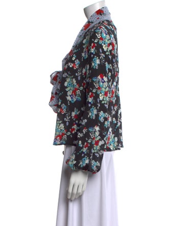 RIXO Silk Floral Print Blouse