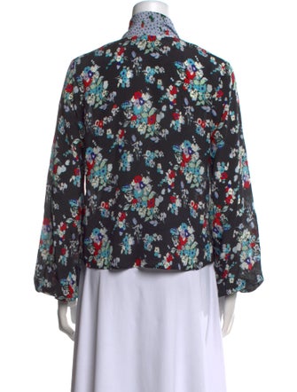 RIXO Silk Floral Print Blouse
