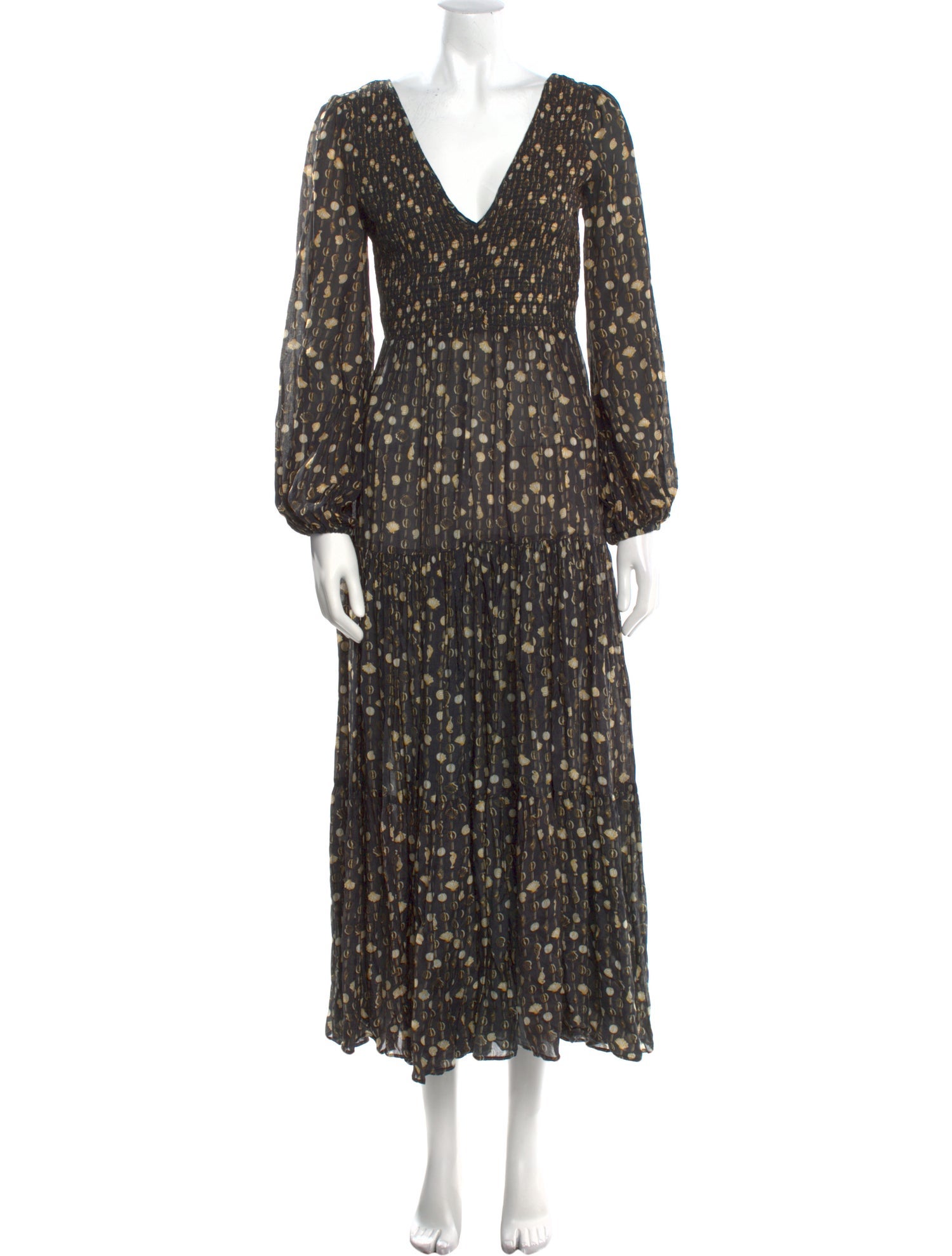 RIXO Printed Long Dress