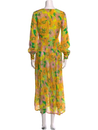 RIXO Floral Print Long Dress