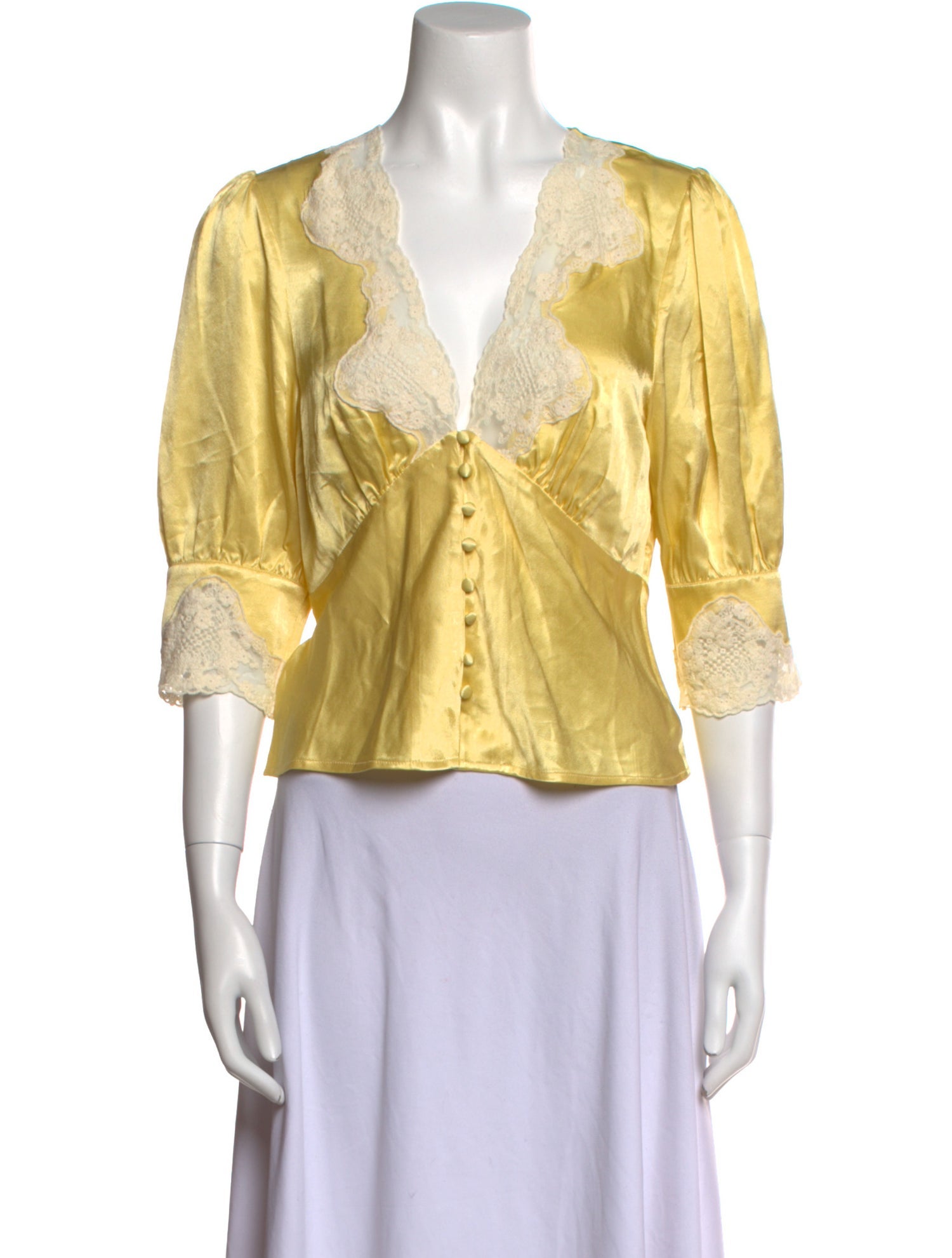 RIXO V-Neck Three-Quarter Sleeve Crop Top w/ Tags