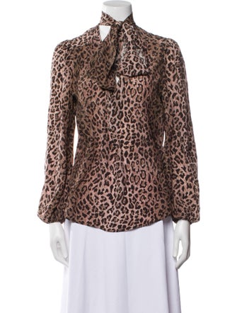 RIXO Silk Animal Print Blouse